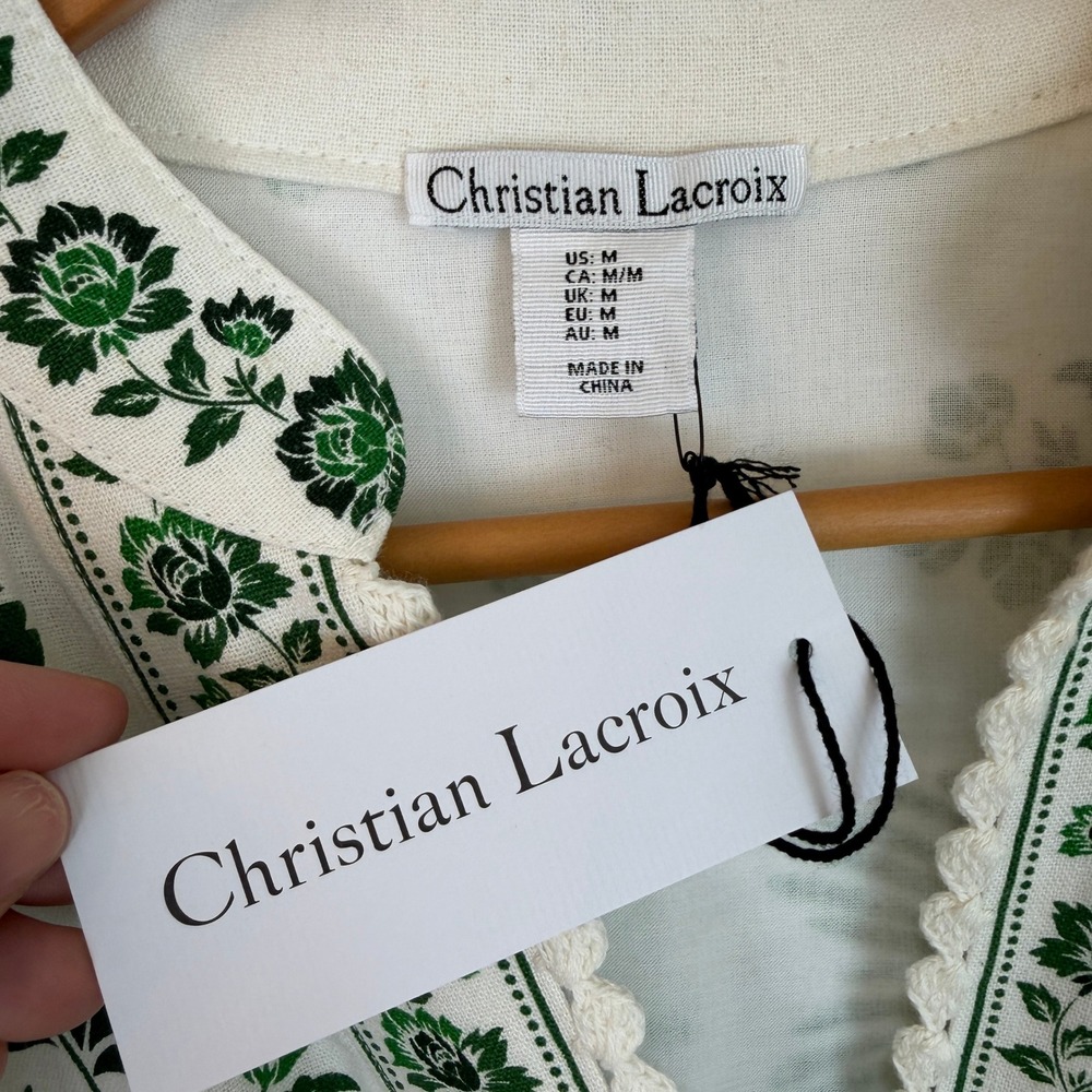 NWT Christian Lacroix Forest Soul Botanical Print Linen Blend Midi Green Dress - Picture 2 of 13